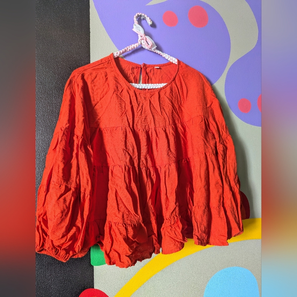 Women's Red Tiered Top